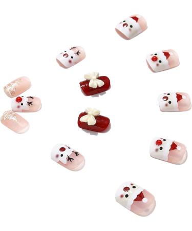 Christmas False Nails Snow Press on Nails - Antler Red Fake Nails 24pcs for Women and Girls - Buy Online on GoSupps.com