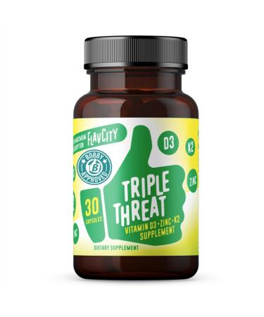FlavCity Vitamin D3 K2 & Zinc - Triple Threat Supplement - Daily or Seasonal Immune Support - Vitamin D with K2 for Enhanced Absorption - Promote Healthy Bones & Skin (30 Capsules) Triple Threat Vitamin D