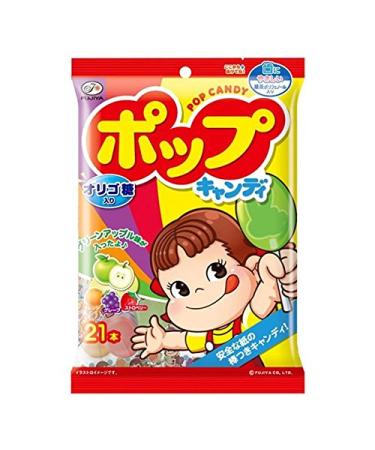 Fujiya Japanese Pop Candy Lollipop Mix Fruits Flavours Sweet Snacks (20 Pieces) 128g
