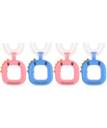 Healvian 4 pieces U-shaped toothbrush for children Kid U shape toothbrush toothbrushes for toddlers household children's toothbrush tool baby liquid silicone pp manual