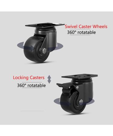 Threaded Shaft Swivel Castors Ball Castors Set of 2 Castors 1 Swivel Castor 1 Locking Castor No Trace on Floor Silent Swivel Castor for Cart Furniture Workbench Black Castors(2") - Buy Online on GoSupps.com