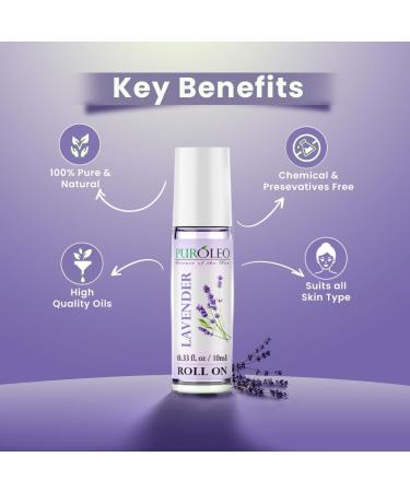PUROLEO Lavender Essential Oil Roll On 0.33 fl oz/10 ml (Made In Canada) - Buy Online on GoSupps.com