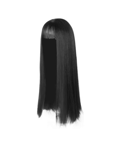 Hair Extensions for Women Wig Lady Black Long Hair Soft Girl Realistic Headwear Japanese Air Temperament Facial Thick Hair One Size Black