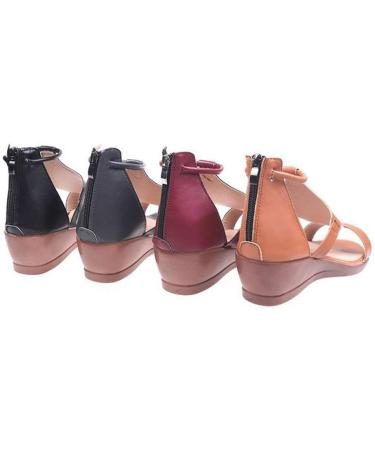 Shop Creev Women's Orthopedic Wedge Sandals - Comfortable Open Toe PU Leather Summer Hiking Flip-Flops for Beach & Travel - Available in Burgundrot 37 EU & Light Bruin 35 EU - Buy Online on GoSupps.com