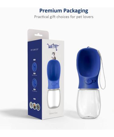 WePet Portable Dog Water Bottle with Food Container - 12 oz 19 oz - Leak Proof Puppy Water Dispenser for Outdoor Walking, Hiking, Travel - Food Grade Plastic - Navy Blue - Buy Online on GoSupps.com
