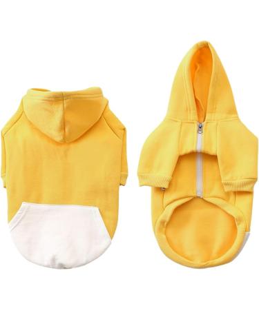 Meioro Zipper Hooded Pet Clothes - Cute & Warm Dog Cat Clothing for French Bulldog & Pug (Large Yellow) - Buy Online on GoSupps.com