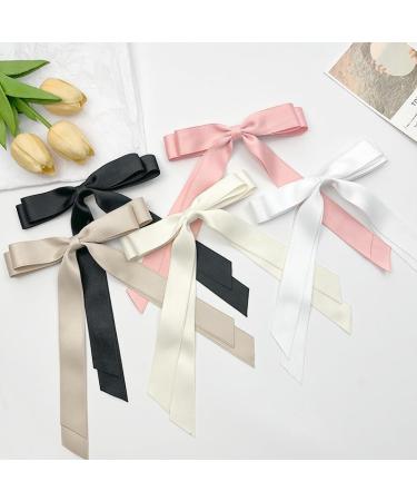 Chic Bow Hair Clips for Women and Girl Set of 2 Big Bowknot Hairpins with Satin Ribbons - French Hair Barrettes in Elegant Colors - Buy Online on GoSupps.com
