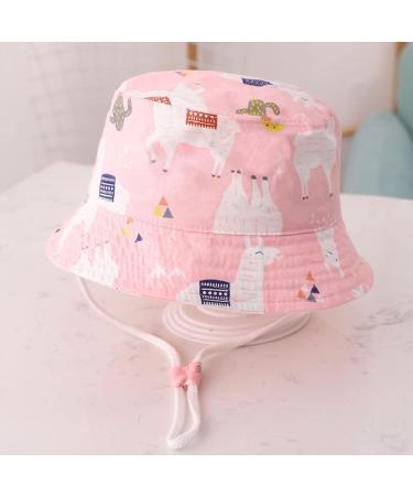 XYIYI Kids Pink Alpaca Bucket Hat | Adjustable Sun Beach Hat for Boys Girls 12-24 Months - Buy Online on GoSupps.com