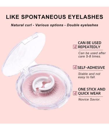 2023 Reusable Self-Adhesive Eyelashes - No Glue Needed Easy Application Natural Look Waterproof False Lashes with Curler & Brush - 2 Pairs - Buy Online on GoSupps.com