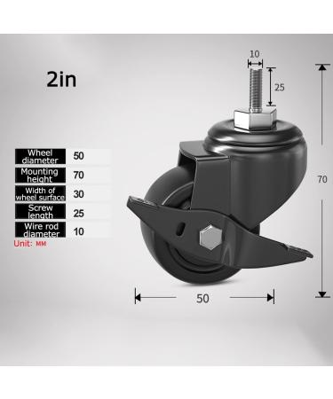 Threaded Shaft Swivel Castors Ball Castors Set of 4 Low Profile Threaded Shaft Swivel Castors Mini Swivel Castors Nylon Plastic Swivel Castors for Workbenches and Tables(2" 2Locking Casters) 2Locking Casters 2" - Buy Online on GoSupps.com