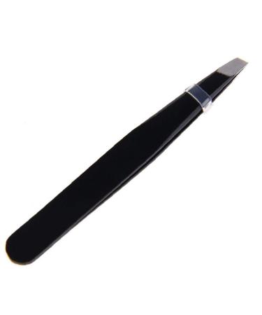 Stainless Steel Slant Tip Hair Removal Eyebrow Tweezer Makeup Tool BLACK
