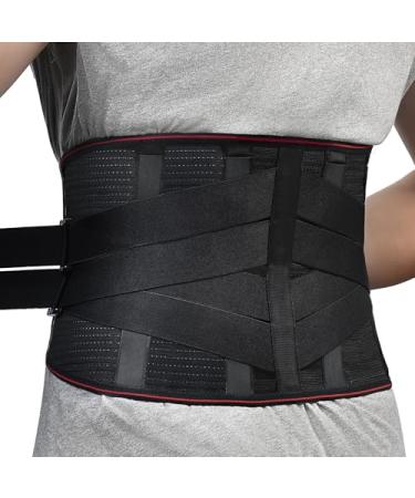 Back Brace for Men & Women Lower Back Pain Relief Adjustable Back Support Belt for Work Heavy Lifting Herniated Disc Sciatica. (Large Black) Large Black