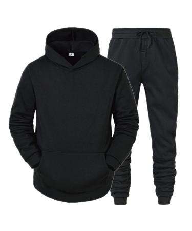 Hanxiulin jogging suit men's training suit leisure suit fashionable sports suit pants jacket set jogging pants with hood jogger men jogging suit sweatshirt pants black m