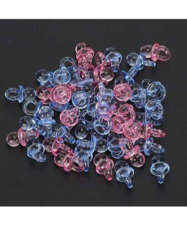 Atyhao 100PCs Mini Schnuller - Colorful Acrylic Baby Pacifiers for Baptism & Birthday Party Decorations (Transparent Pink & Blue) - Buy Online on GoSupps.com