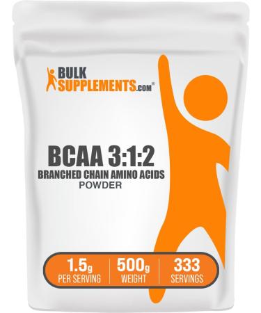 BulkSupplements.com BCAA 3:1:2 Powder - BCAA Supplements Branched Chain Amino Acids Powder - Unflavored & Gluten Free 1.5g per Serving 500g (1.1 lbs) (Pack of 1) 1.1 Pound (Pack of 1)