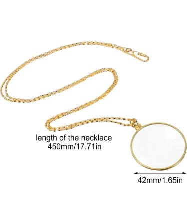 Necklace Magnifying Glass 5X Reading Magnifying Reader | Portable Magnifying Glass Stylish Magnifying Reader for Book Newspapers Reading Gold - Buy Online on GoSupps.com