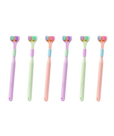 3-page autism toothbrush compact junior toothbrush three-sided autism sensors travel toothbrush with three bristles deep cleaning for every tooth 6 pieces.