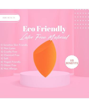 3 x HDR Beauty Blender Makeup Sponge - Foundation Sponge - Make up sponge - Edged Design Fine Pore Sizes and Soft Latex Free Material Perfect for Powders Creams and foundation Cosmetics (Orange) Orange (Set of 3) - Buy Online on GoSupps.com