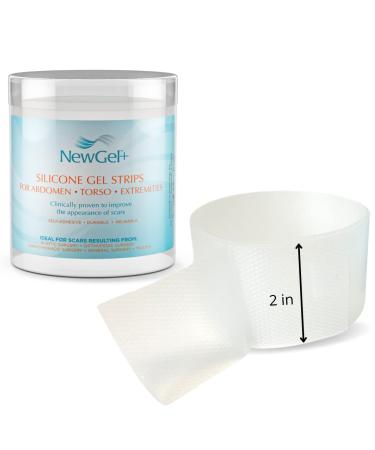 NewGel+ Advanced Silicone Professional Scar Treatment Tape for Abdomen and Extremity  Post Surgery  C-Section  Injury  Keloids  Burns  REUSABLE  2 x 18 Strip - CLEAR