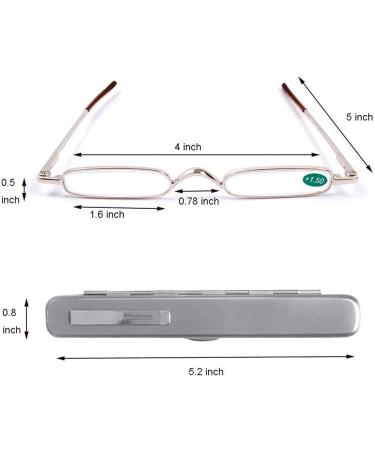 REAVEE 2 Pack Pocket Ultra Slim Reading Glasses +1.25 - Metal Spring Hinge Readers for Men & Women - Small Portable Readers with Pen Clip Case - Includes Pen Case - Buy Online on GoSupps.com