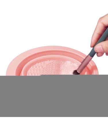 Brush Cleaner - Folding Silicone Cosmetic Brushes Scrubber Bowl Portable Washing Tool for Cleansing Makeup Brush Makeup Sponge Powder Pink - Buy Online on GoSupps.com