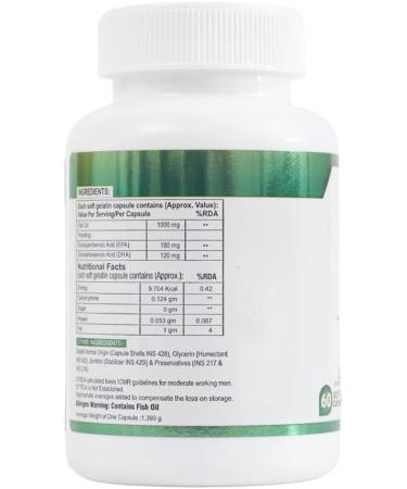 Omega 3 Fish Oil (1000 mg Omega 3 with 180 mg EPA & 120 mg DHA) (60 Softgels) - Buy Online on GoSupps.com