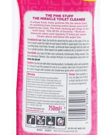The Pink Stuff The Miracle Toilet Cleaner Gel 4Pk x 750ml + Our Gift for You: Organza Bag Size: 9 x 7 x 0.1cm - Buy Online on GoSupps.com