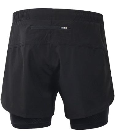 Lixada Men's 2-in-1 Running Shorts - Quick Drying & Breathable - Black Large - Buy Online on GoSupps.com