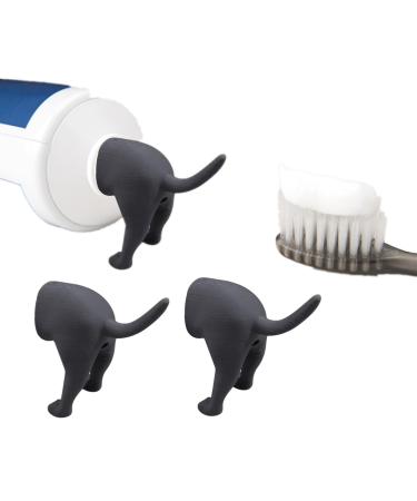 Pooping Dog Butt Toothpaste Topper Dog Pooping Toothpaste Cap Funny Creative Toothpaste Topper for Any Dog Lover (2pcs-Black) (3pcs-Gray)