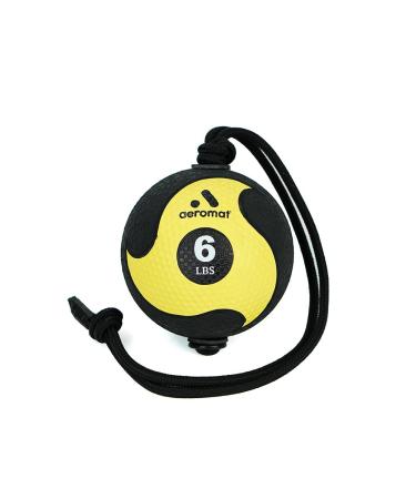 AEROMAT Elite Power Rope Medicine Ball for Core Strength/Rotational Movements Training - Weights Color-Coded 6 lbs - Black/Yellow