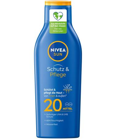 Nivea Sun protection & care sun milk LSF 20 (250 ml) sunscreen for 48h moisture immediate sun protection with highly effective UVA/UVB filter system LSF 20 125 ml (1 Pack) - Buy Online on GoSupps.com