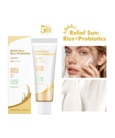 Organic Rice Probiotic Sunscreen SPF 50+ | Sun Relief with Niacinamide & Vitamin E | Gentle Face Sunscreen - All Skin Types - Buy Online on GoSupps.com