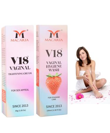 MACARIA V18 Virgin vaginal tightening feel again cream gel + Vaginal Intimate wash women ph balance