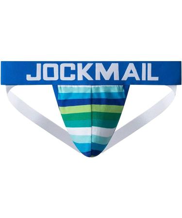 Mens XX-Large Blue Rainbow Cotton Jock Strap Athletic Supporter - Gym Sport Underwear for Men - Buy Online on GoSupps.com