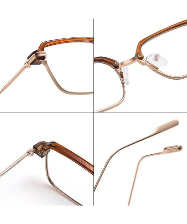 Square Metal Frame Blue Light Blocking Glasses for Men & Women | Anti UV Ray Computer & Reading Glasses - Rose Gold Tea - 53mm - Buy Online on GoSupps.com