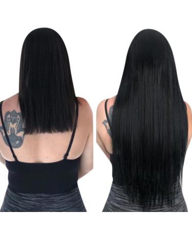 Shop Laavoo Clip-In Real Hair Extensions - Black 35cm 5 Pieces 80g | Premium Quality Human Hair - Buy Online on GoSupps.com