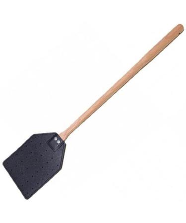 Home Fly Swatter Wood Handle Punched Leather Flyswatter Manual Insect Mosquito Wasp Pest Control Fly Zapper Racket for Indoor Black - Buy Online on GoSupps.com