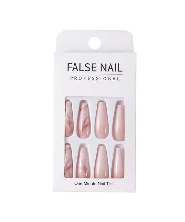 Brishow Long Ballerina Press On Nails - 24 Pink Gradient Acrylics with Gold Foils for Women & Girls - Buy Online on GoSupps.com