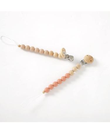 Blumie Dummy Clips Set of 2 for Baby | Silicone Pacifier Holder for Boys and Girls (Pink & Beige) | BPA Free Soother Chains - Buy Online on GoSupps.com