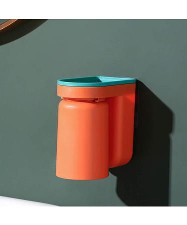 Self-Adhesive Toothbrush Holder & Bathroom Organizer - 2 Orange Cups | Stamp-Free Travel-Friendly Design - Buy Online on GoSupps.com