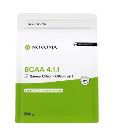 NOVOMA BCAA 4.1.1 Amino Acids for Muscle Recovery 6 g BCAA Powder per Serving Lemon - Lime Flavor 30 Servings Bag 300 g Made in France