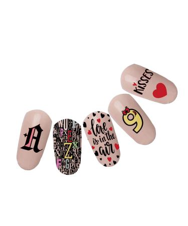 ABC Letter Love Heart Design Nail Stamping Plate - Stainless Steel Template for Alphabet & Numbers - D-21 - Buy Online on GoSupps.com