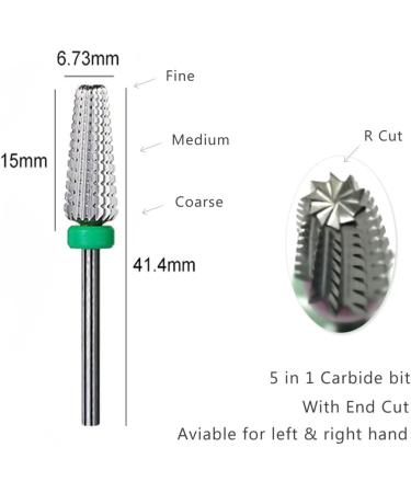 Tungsten Steel Nail Art Drill Bit 5 in 1 Grinding Head Electric Manicure Drill Attachment for Removing Cuticle Nail Gel - Buy Online on GoSupps.com