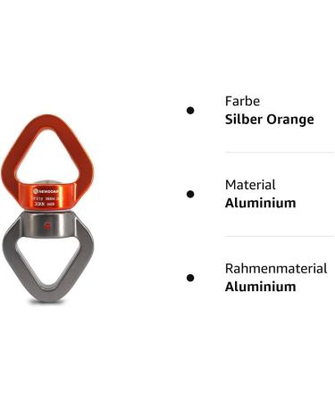 Buy Newdoar Swing Swivel 30kn CE-Certified Rotator Spinner for Aerial Dance Yoga Hammocks & Climbing - Silver Orange - Buy Online on GoSupps.com