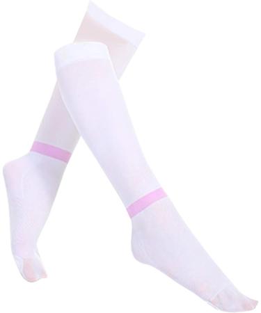 DERCLIVE Knee-High Leg Support Socks - Soft Stretchy Breathable Compression Stockings 20-30 mmHg for Improved Blood Circulation - Size M White - Buy Online on GoSupps.com