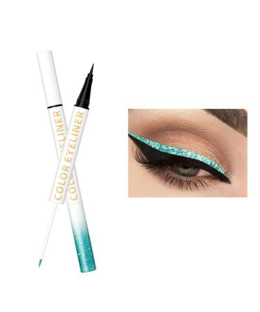 UOCK Double Ended Eyeliner Set - Black & Metallic Liquid Eyeliner Glitter Eyeliner Liquid Sparkling Eyeshadow Waterproof Glowing Eye Makeup Set (06Green)