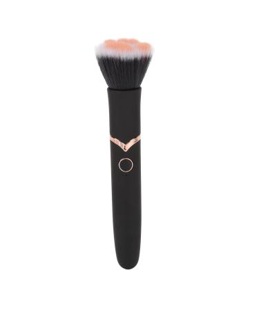 Portable Waterproof Blush Makeup Brush Loose Powder Brush 10 Gears Vibration Electric Massage Brush Black