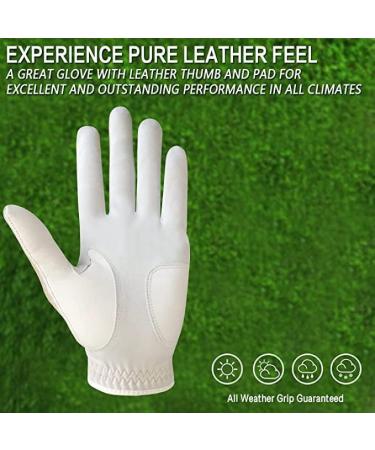 Finger Ten Men's Golf Gloves - All-Weather Leather with Ball Marker Left & Right Options | 1-Piece Khaki - Buy Online on GoSupps.com