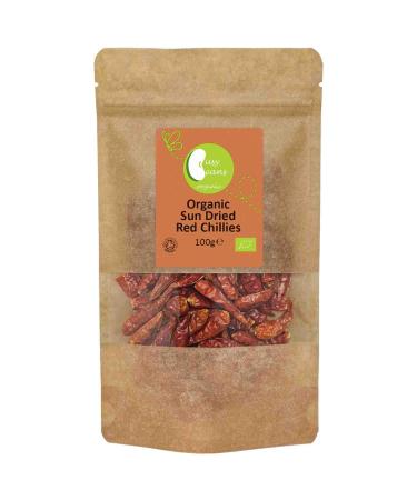 Organic Sun Dried Red Chillies - Certified Organic - by Busy Beans Organic (100g)