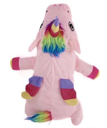 K Collection 3D Novelty Hot Water Bottle with Removable Cover - Pink Lazy Unicorn Design - Soft Plush Cover - Premium Natural Rubber Pink Lazy Unicorn HWB